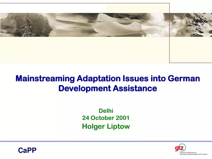 mainstreaming adaptation issues into german development assistance