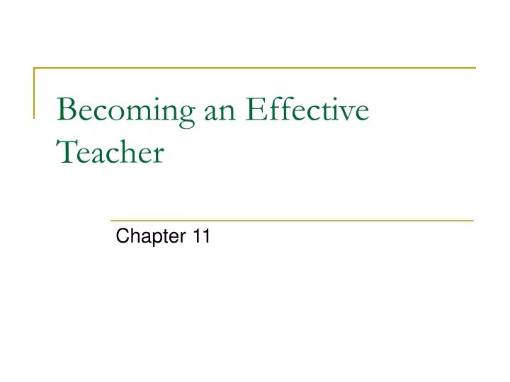 becoming an effective teacher