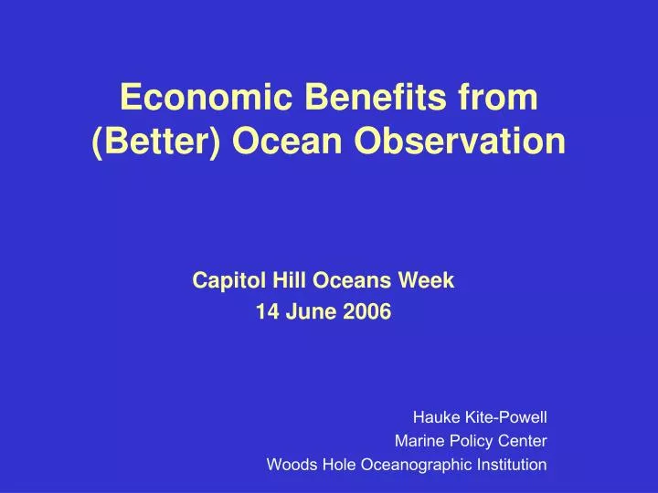 economic benefits from better ocean observation