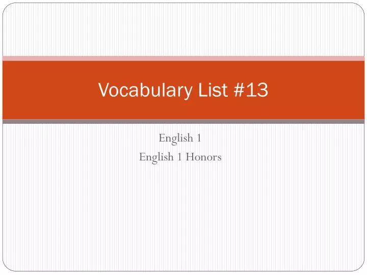 vocabulary list 13