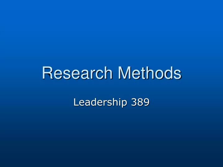 research methods