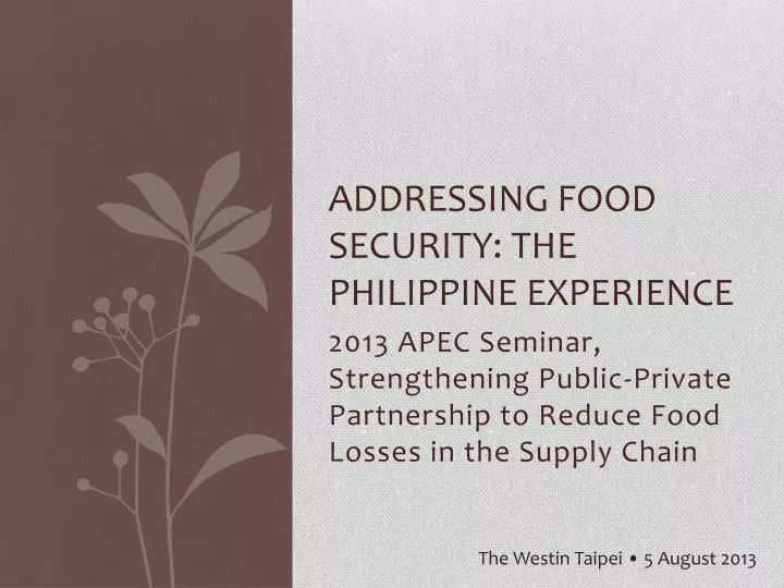 a ddressing food security the philippine experience