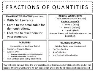FRACTIONS OF QUANTITIES