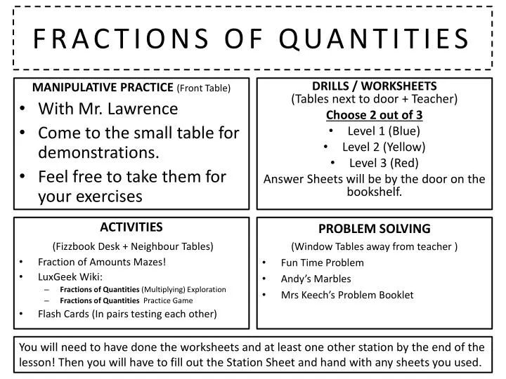 fractions of quantities