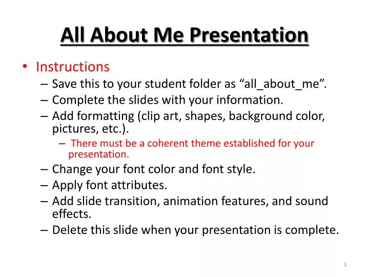 all about me presentation