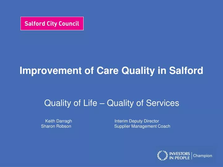 improvement of care quality in salford