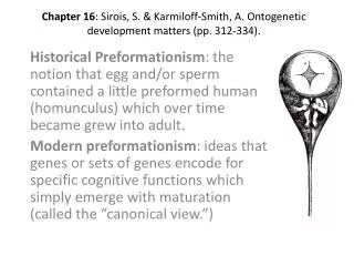 Chapter 16 : Sirois , S. &amp; Karmiloff -Smith, A. Ontogenetic development matters (pp. 312-334).