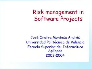Risk management in Software Projects