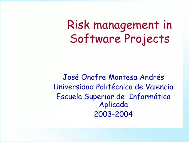 risk management in software projects