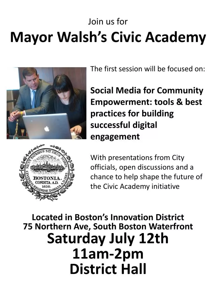 join us for mayor walsh s civic academy