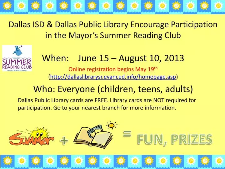 dallas isd dallas public library e ncourage participation in the mayor s summer reading club