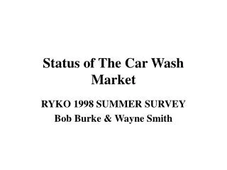 Status of The Car Wash Market