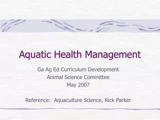 Aquatic Health Management