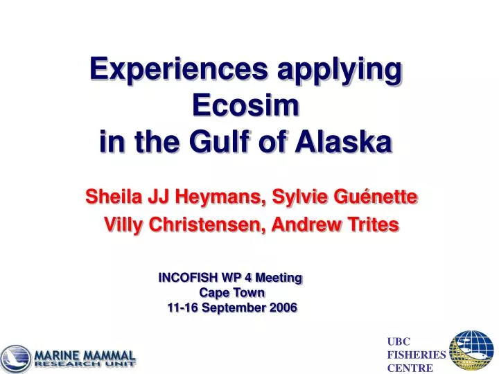 experiences applying ecosim in the gulf of alaska