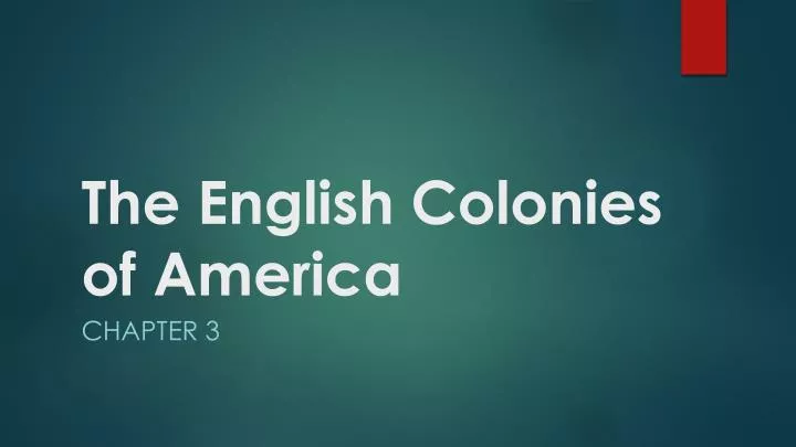 the english colonies of america