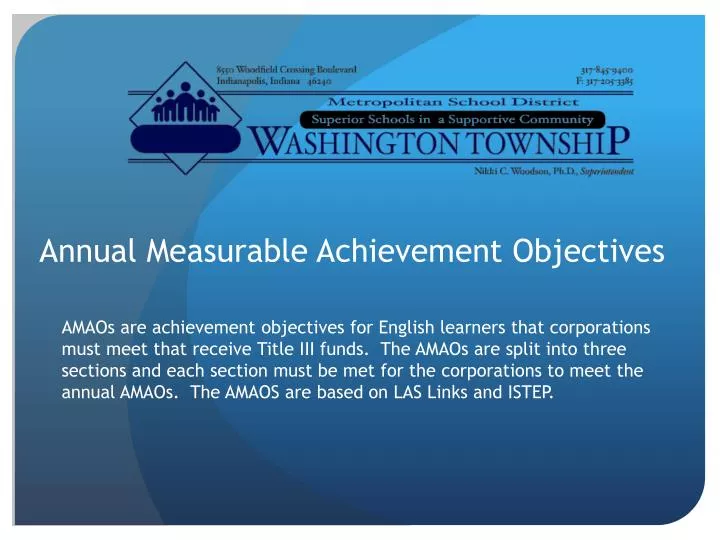annual measurable achievement objectives