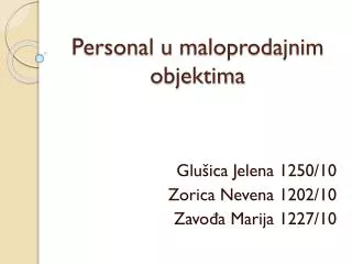 personal u maloprodajnim objektima