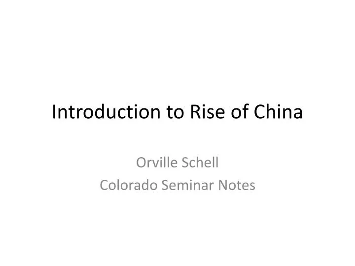 introduction to rise of china