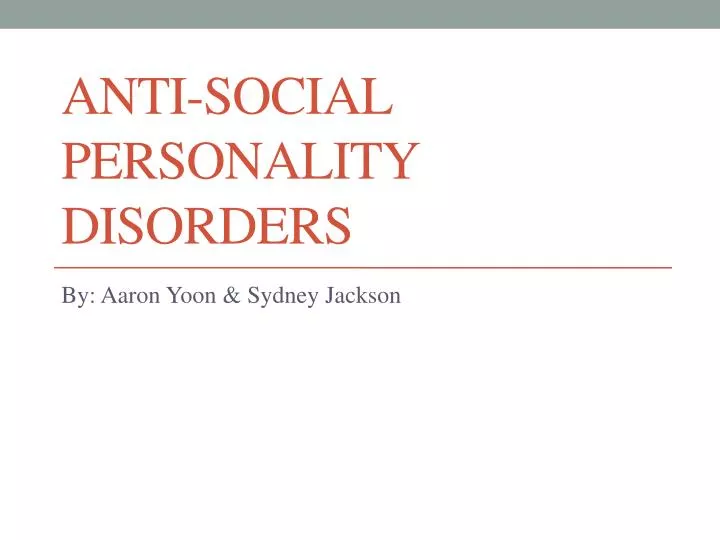 anti social personality disorders