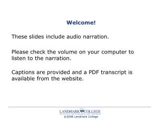 Welcome! These slides include audio narration.