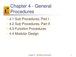 Chapter 4 - General Procedures
