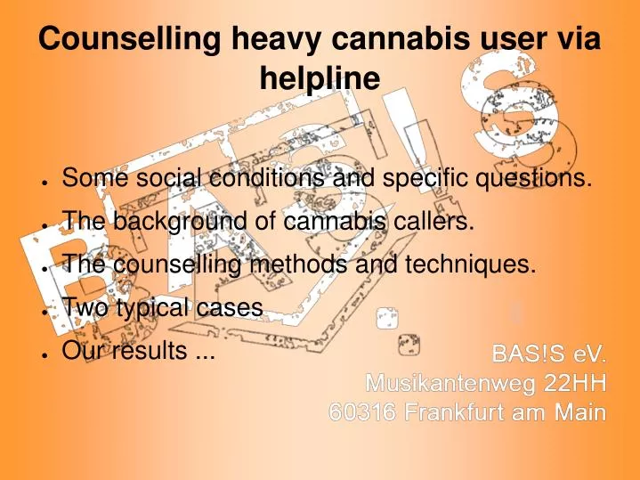 counselling heavy cannabis user via helpline