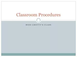 classroom procedures