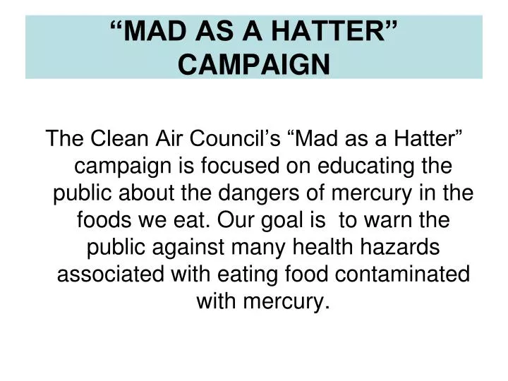 mad as a hatter campaign