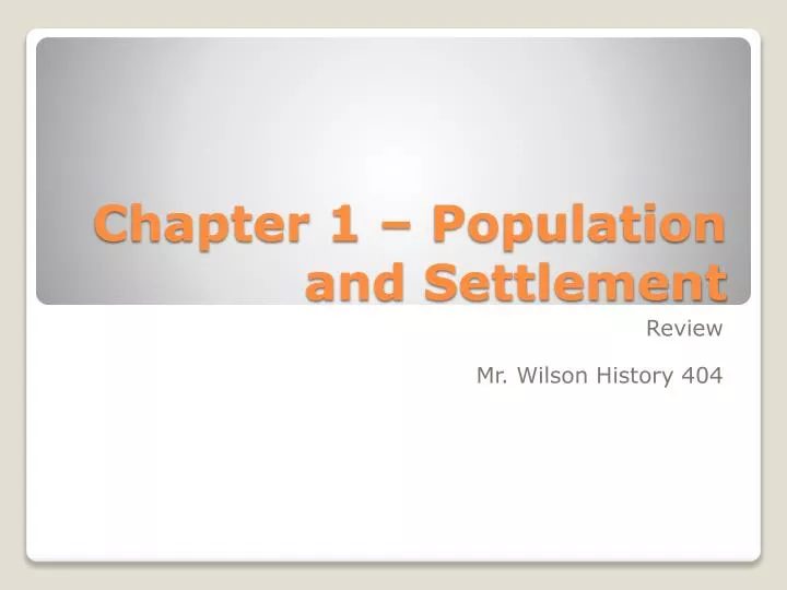 chapter 1 population and settlement