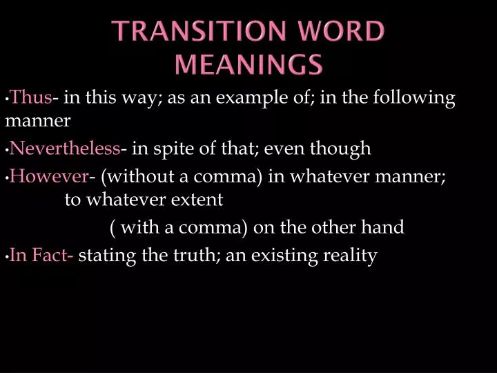 transition word meanings