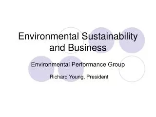 Environmental Sustainability and Business