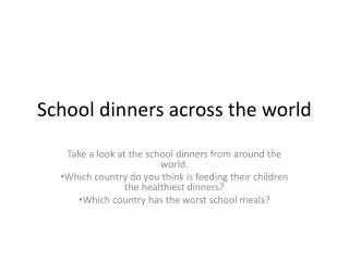 school dinners across the world