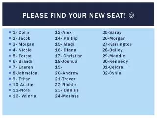 Please find your new seat! ?