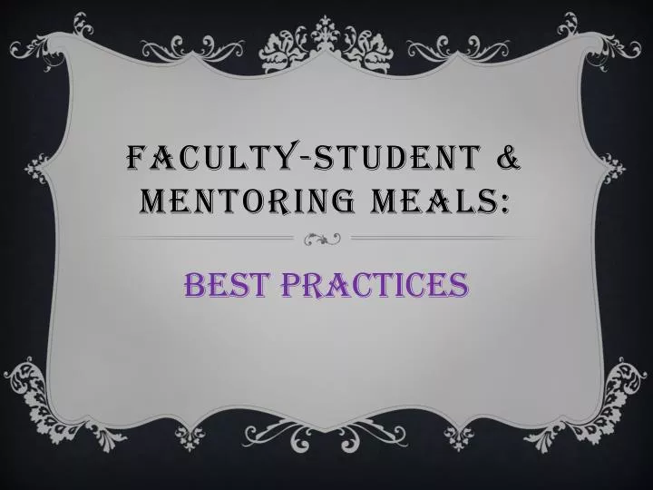 faculty student mentoring meals