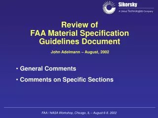 Review of FAA Material Specification Guidelines Document