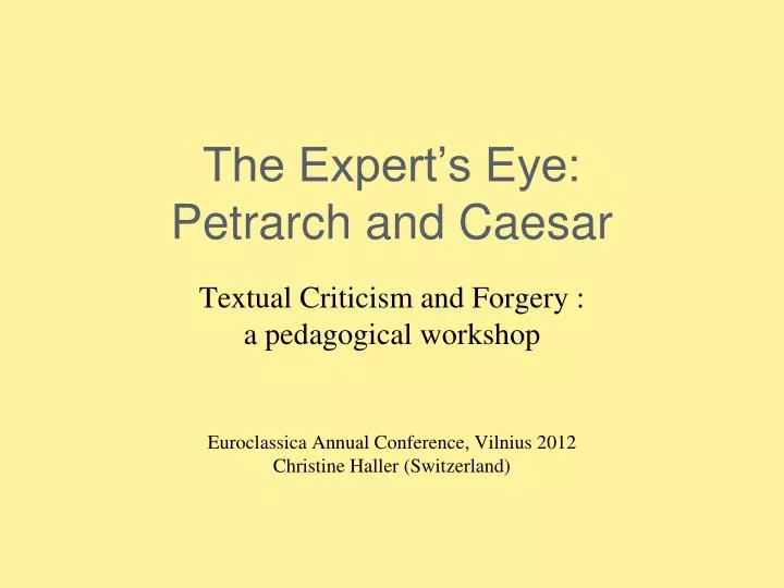 the expert s eye petrarch and caesar