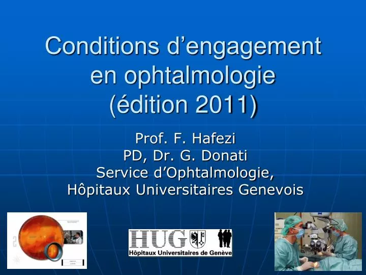 conditions d engagement en ophtalmologie dition 2011