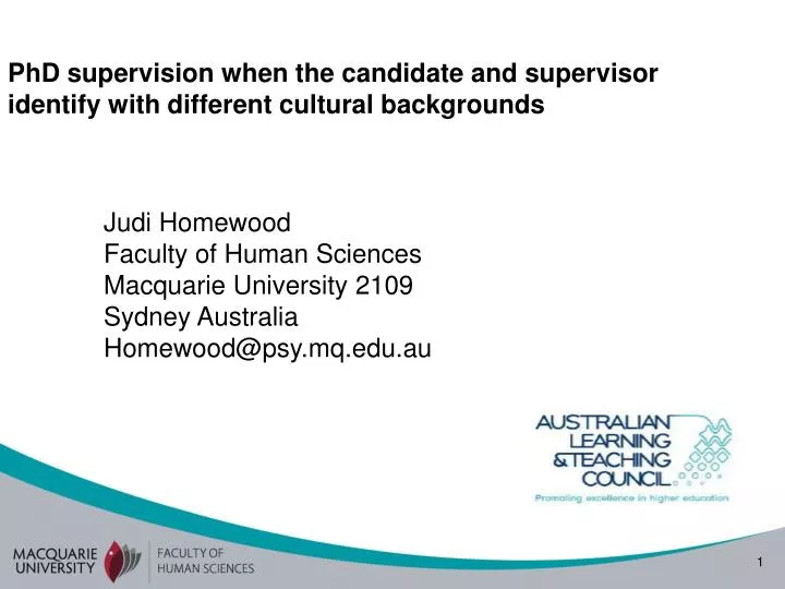 phd supervision when the candidate and supervisor identify with different cultural backgrounds