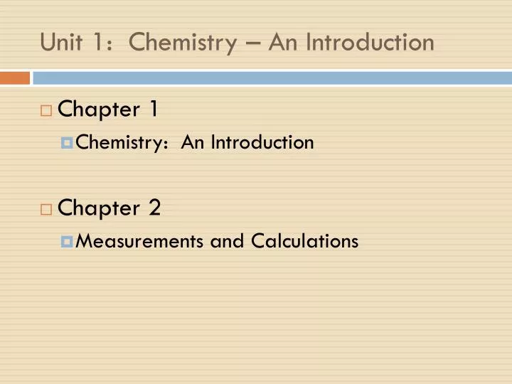 unit 1 chemistry an introduction