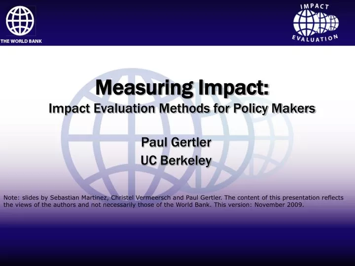 measuring impact impact evaluation methods for policy makers