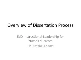 Overview of Dissertation Process