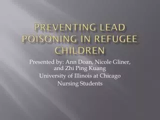 Preventing Lead Poisoning in Refugee Children