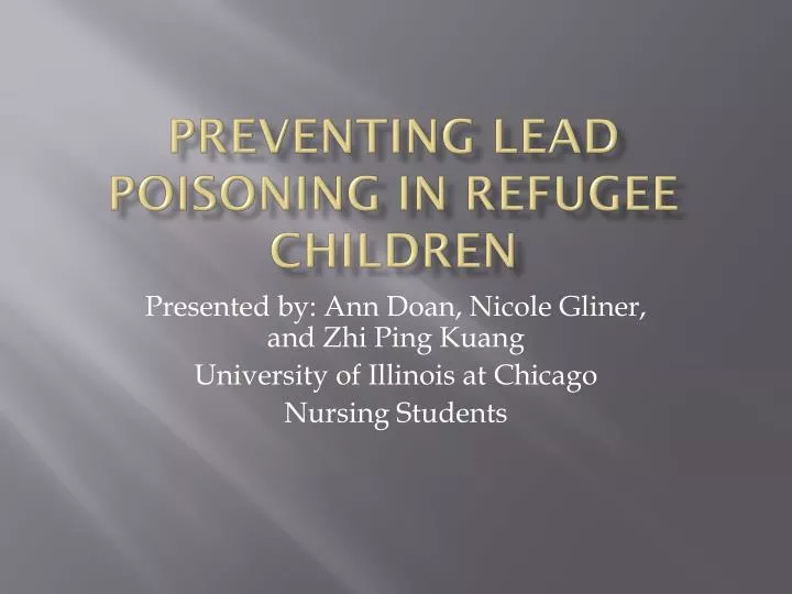 preventing lead poisoning in refugee children