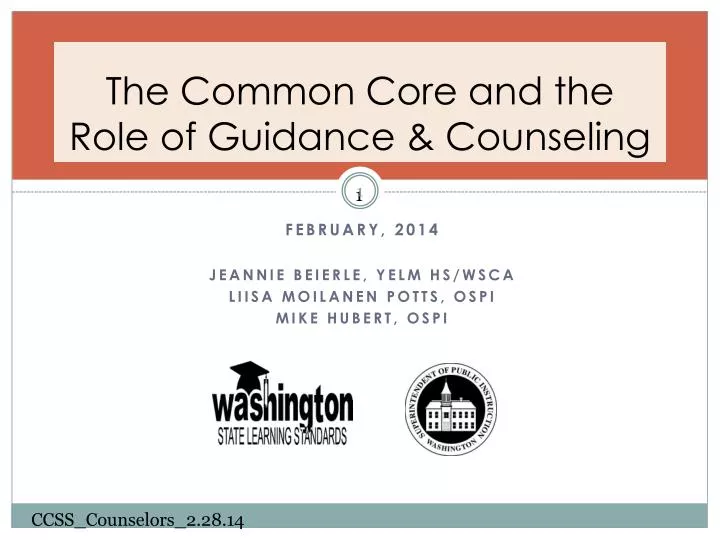 the common core and the role of guidance counseling