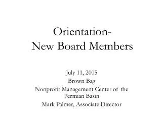 orientation new board members