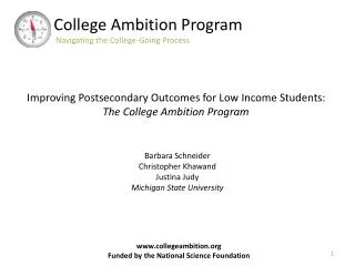 College Ambition Program Navigating the College-Going Process
