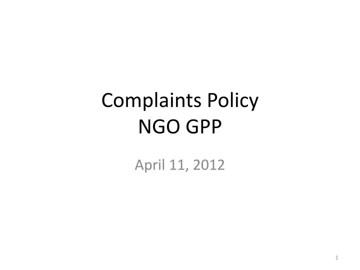 complaints policy ngo gpp