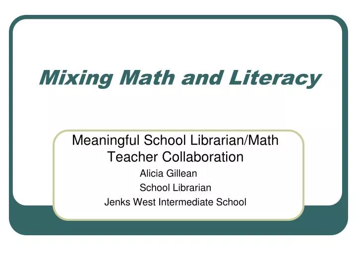 mixing math and literacy