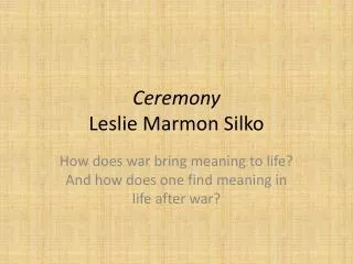 Ceremony Leslie Marmon Silko