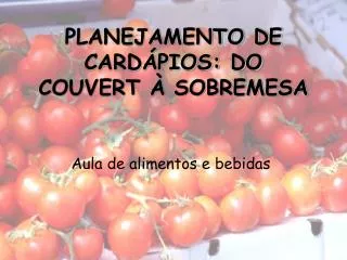 planejamento de card pios do couvert sobremesa